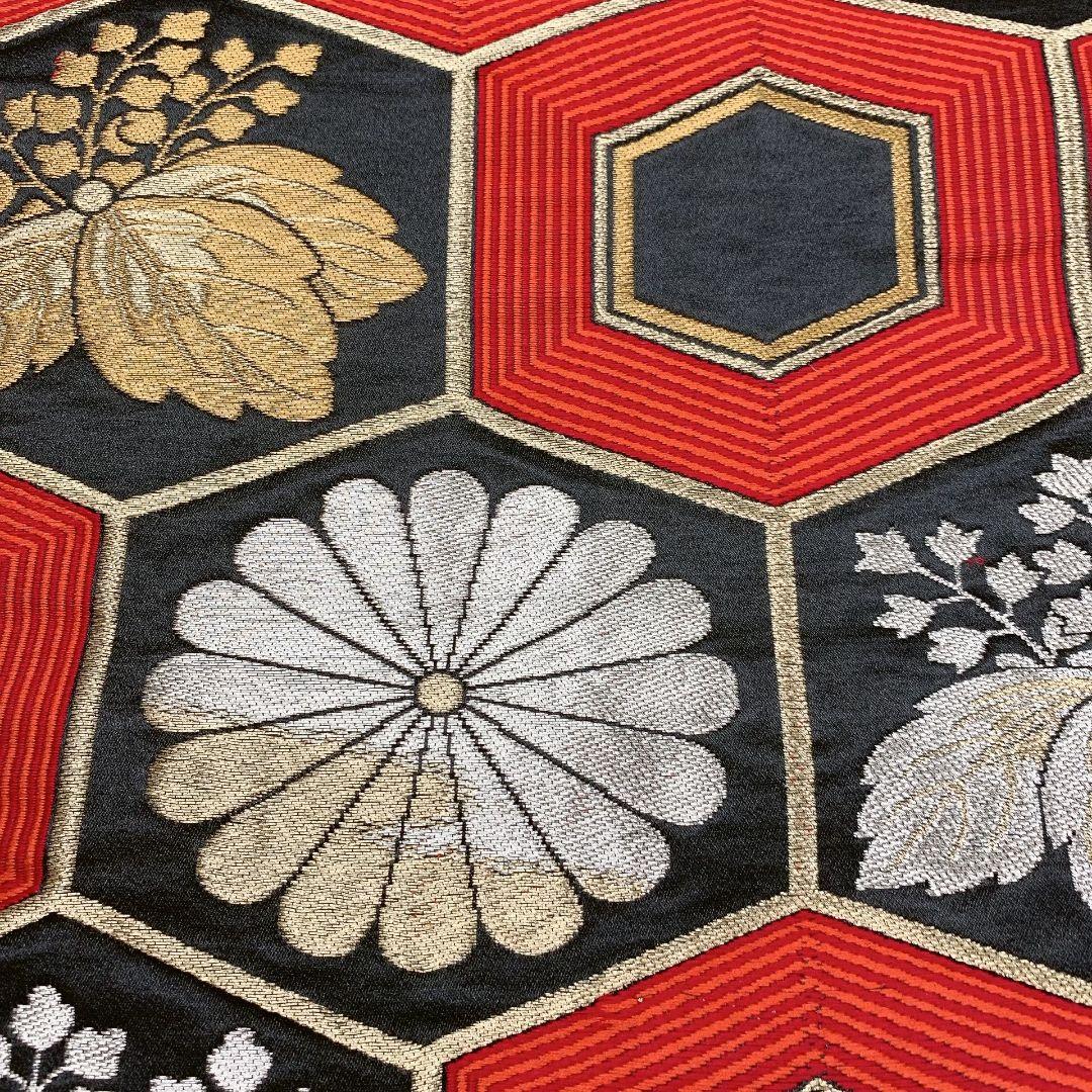 4154# Japanese Vintage Fukuro Obi Belt Kimono Fabric Silk Traditional Black