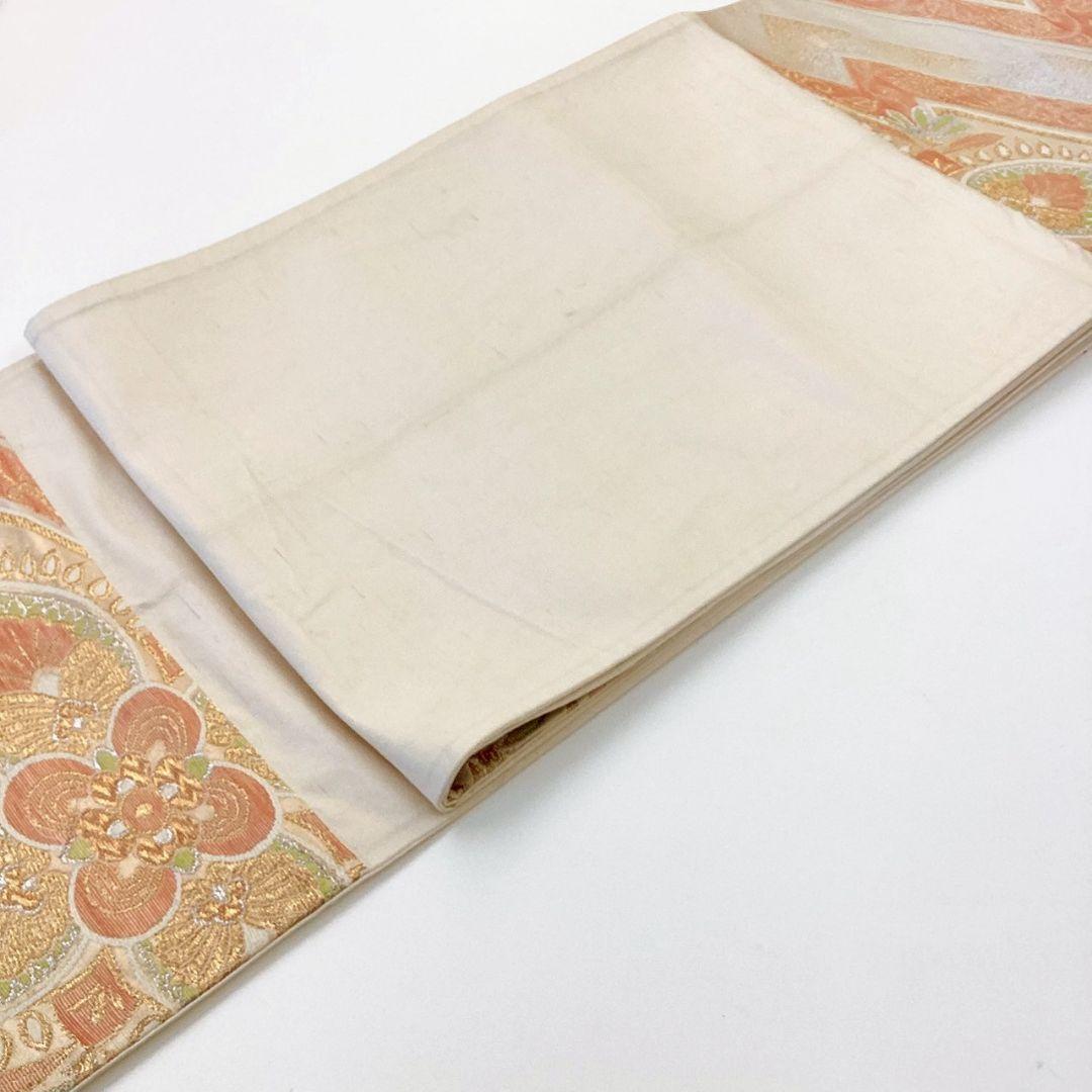 4907# Japanese Vintage Fukuro Obi Belt Kimono Fabric Silk Traditional Orange