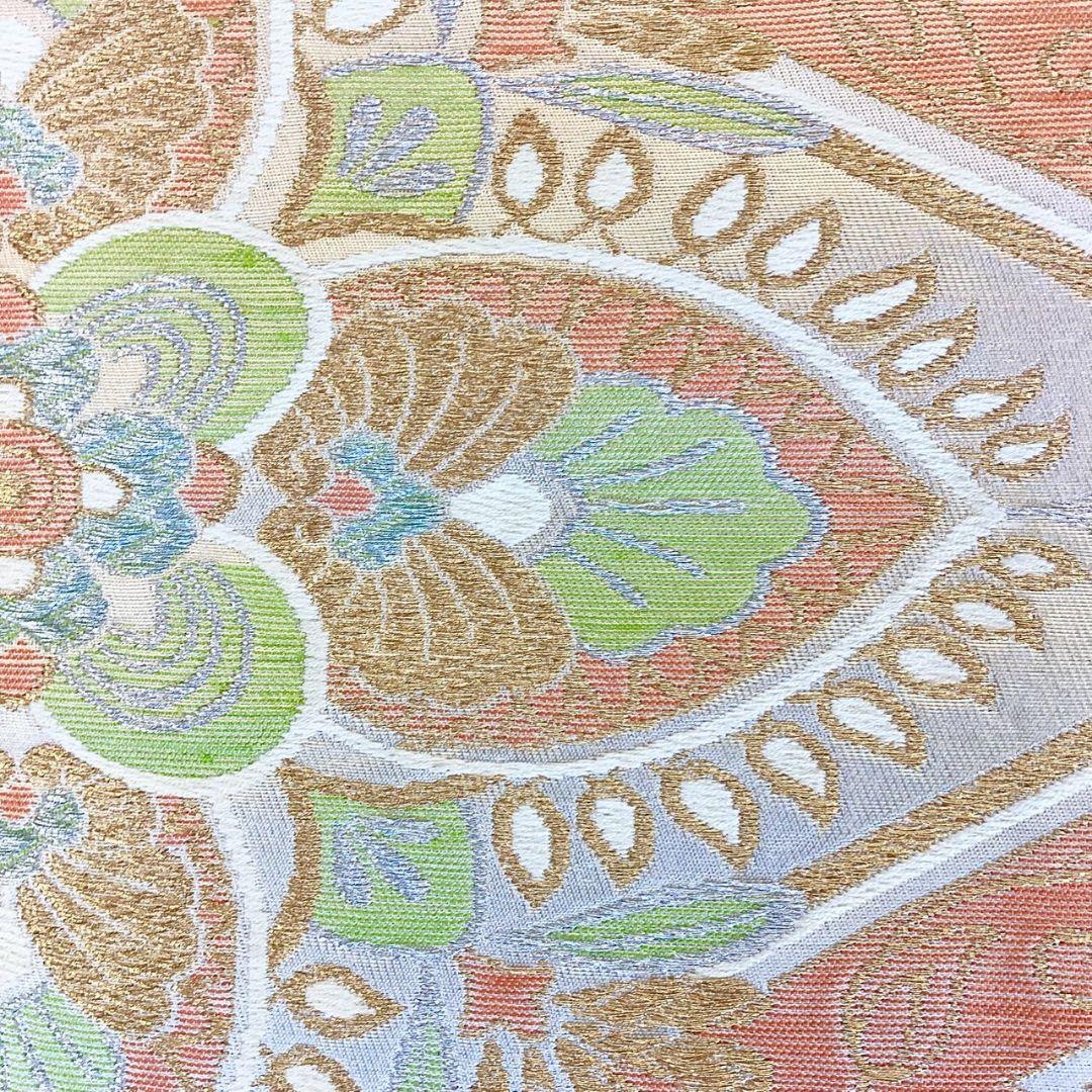 4907# Japanese Vintage Fukuro Obi Belt Kimono Fabric Silk Traditional Orange