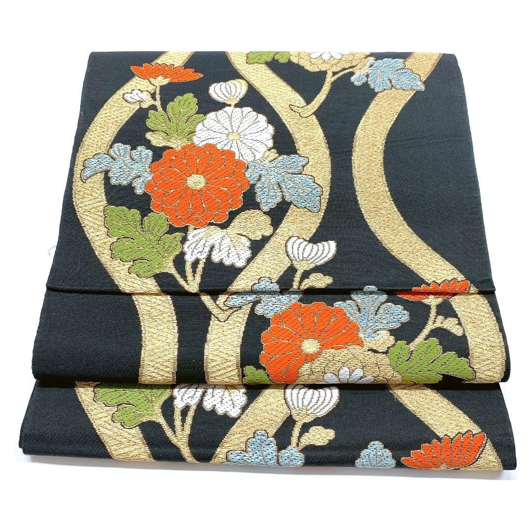 4168# Japanese Vintage Fukuro Obi Belt Kimono Fabric Silk Traditional Untailored
