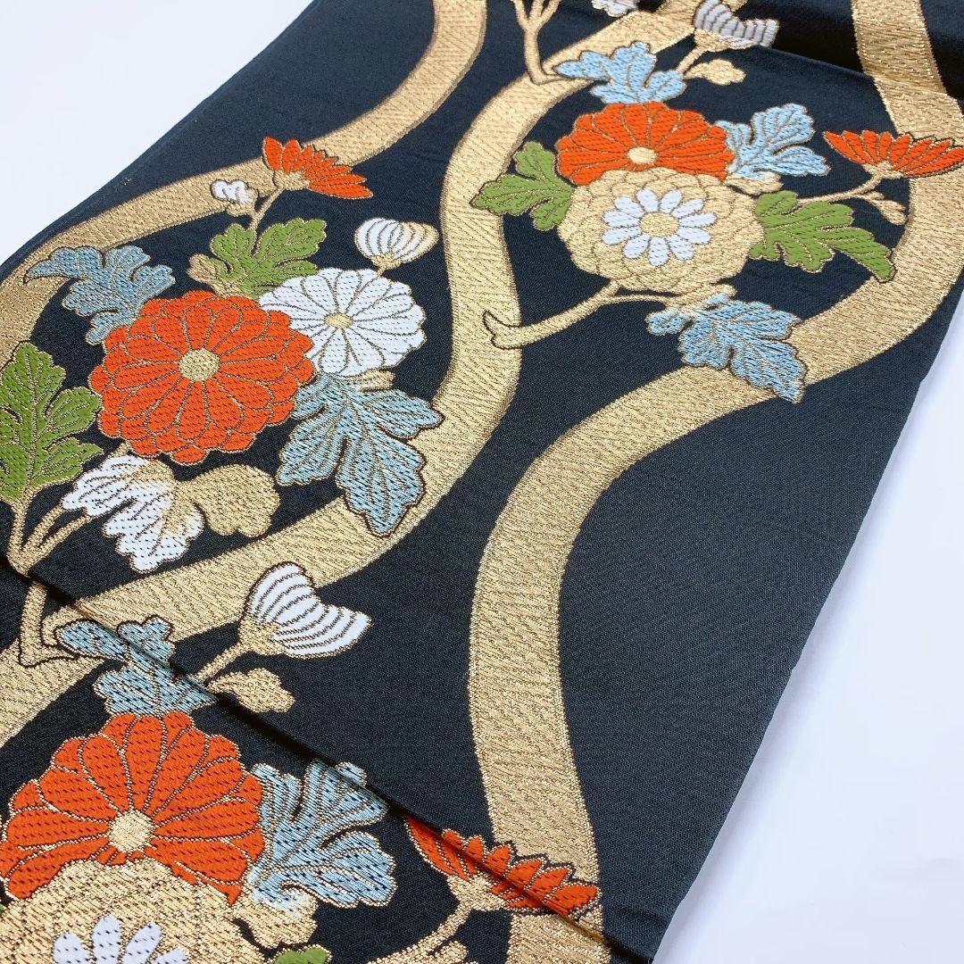 4168# Japanese Vintage Fukuro Obi Belt Kimono Fabric Silk Traditional Untailored