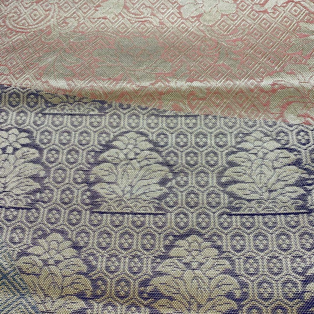 3790# Japanese Vintage Fukuro Obi Belt Kimono Fabric Silk Traditional Gold