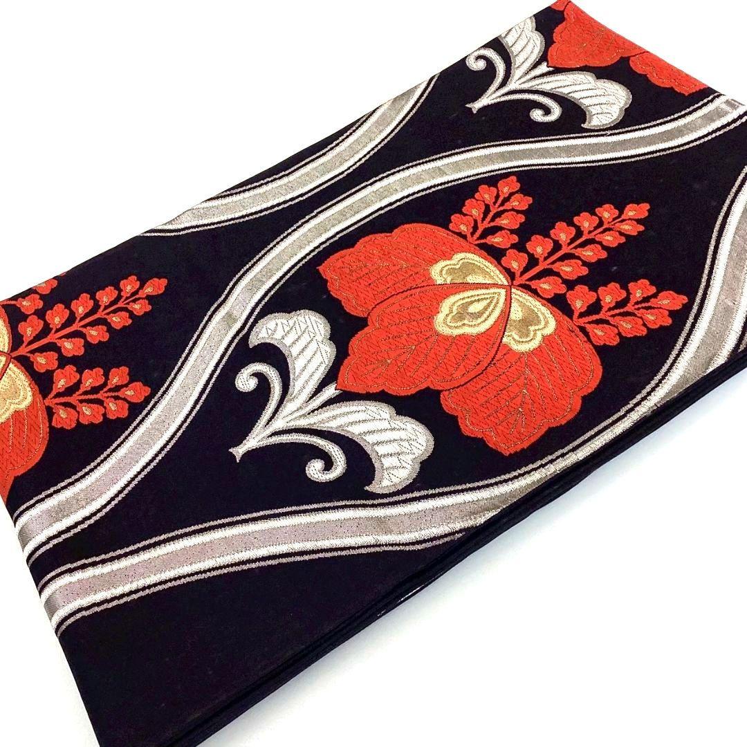 4775# Japanese Vintage Fukuro Obi Belt Kimono Fabric Silk Traditional Embroidery