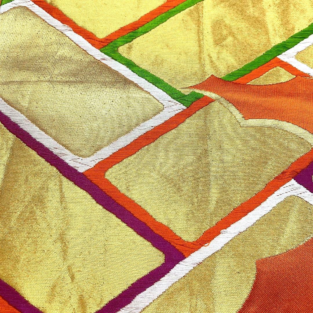 3814# Japanese Vintage Fukuro Obi Belt Kimono Fabric Silk Traditional Orange