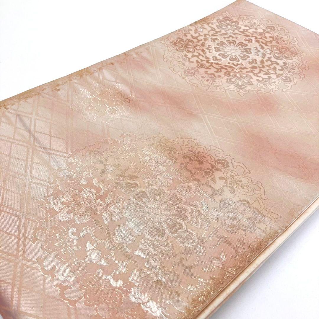 3009# Japanese Vintage Fukuro Obi Belt Kimono Fabric Silk Traditional Gold