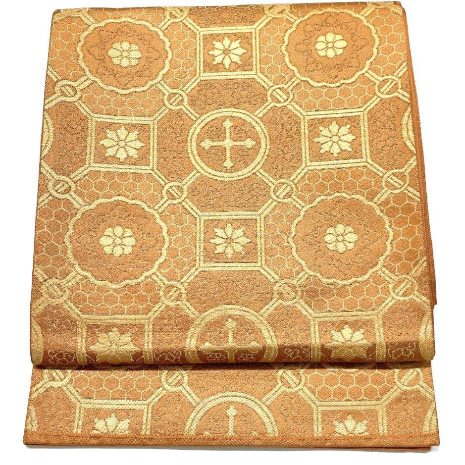 3288# Japanese Vintage Fukuro Obi Belt Kimono Fabric Silk Traditional Brown