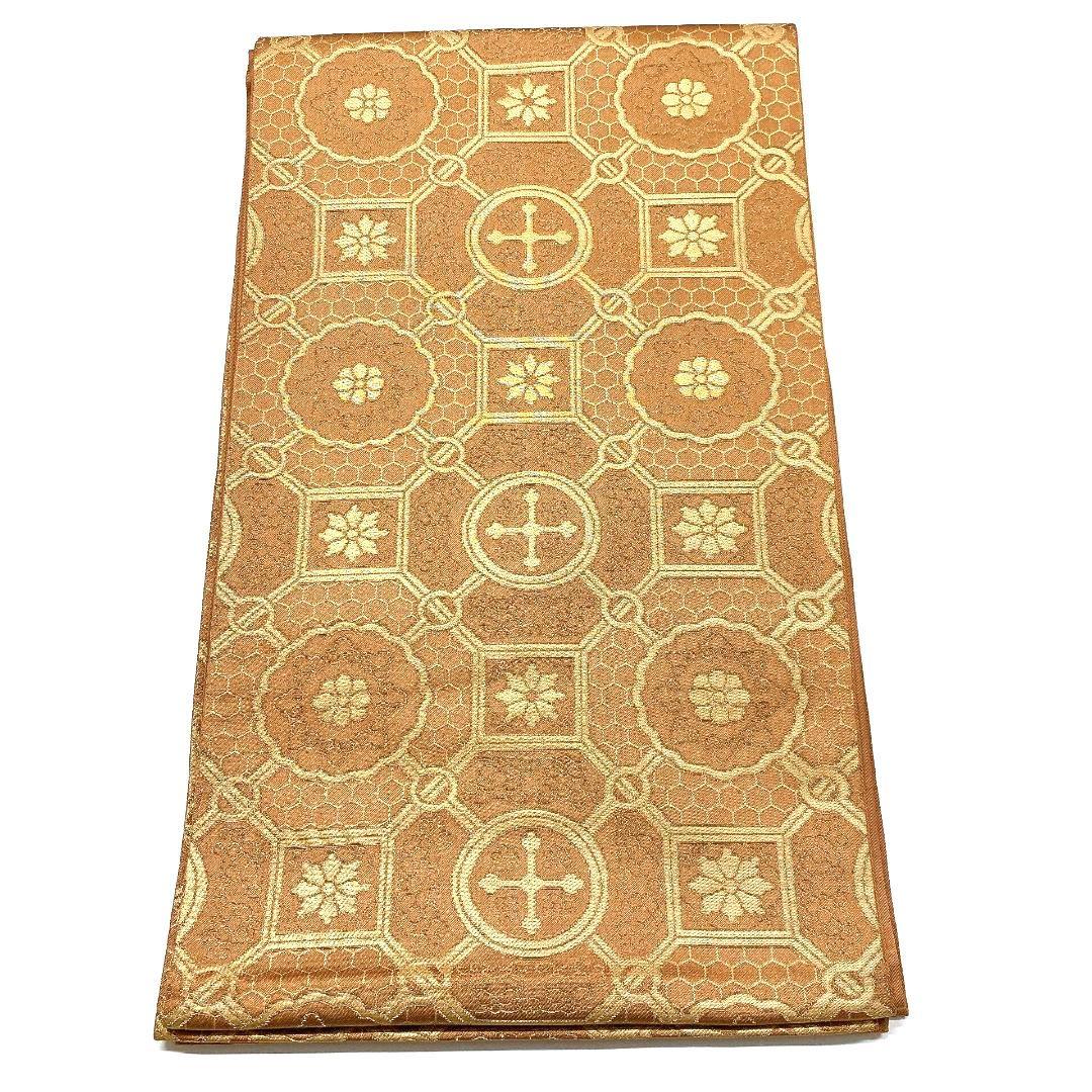 3288# Japanese Vintage Fukuro Obi Belt Kimono Fabric Silk Traditional Brown