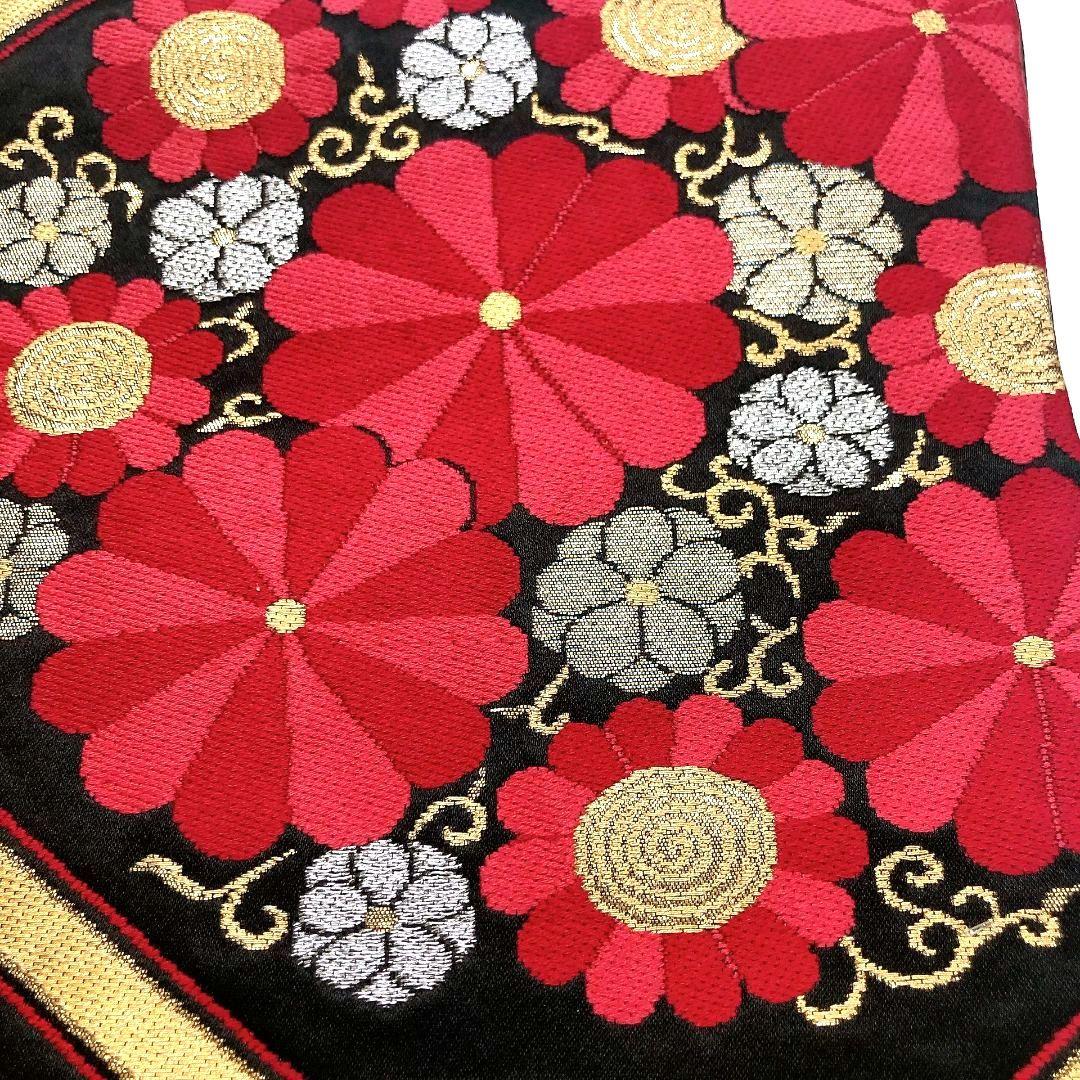 3782# Japanese Vintage Fukuro Obi Belt Kimono Fabric Silk Traditional Black