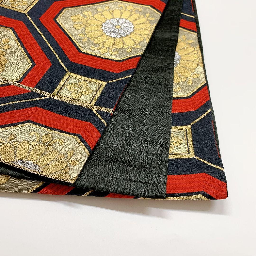 3825# Japanese Vintage Fukuro Obi Belt Kimono Fabric Silk Traditional Black