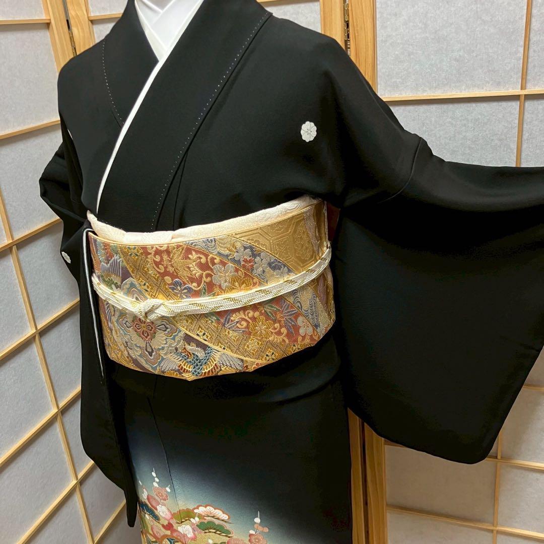 4323# Japanese Tomesode Kimono Vintage Womens Silk Fabric Robe Kimono only sold