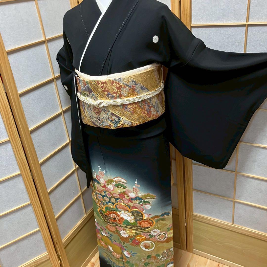 4323# Japanese Tomesode Kimono Vintage Womens Silk Fabric Robe Kimono only sold