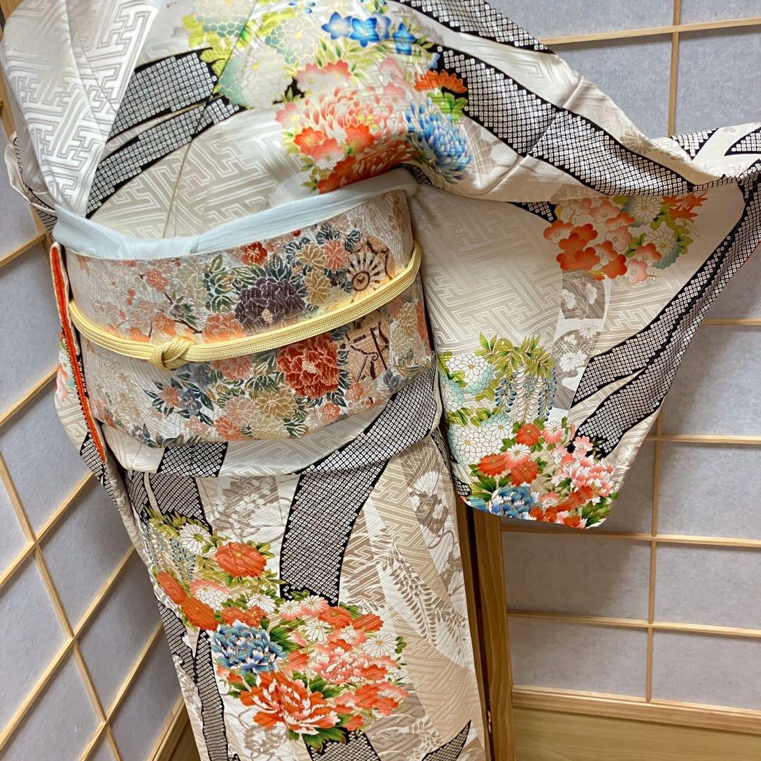 4426# Japanese Kimono Vintage Womens Silk Fabric Robe Kimono only sold