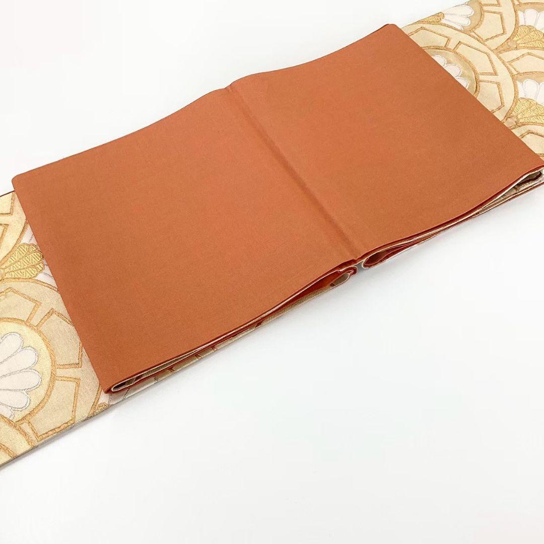 4753# Japanese Vintage Fukuro Obi Belt Kimono Fabric Silk Traditional Gold