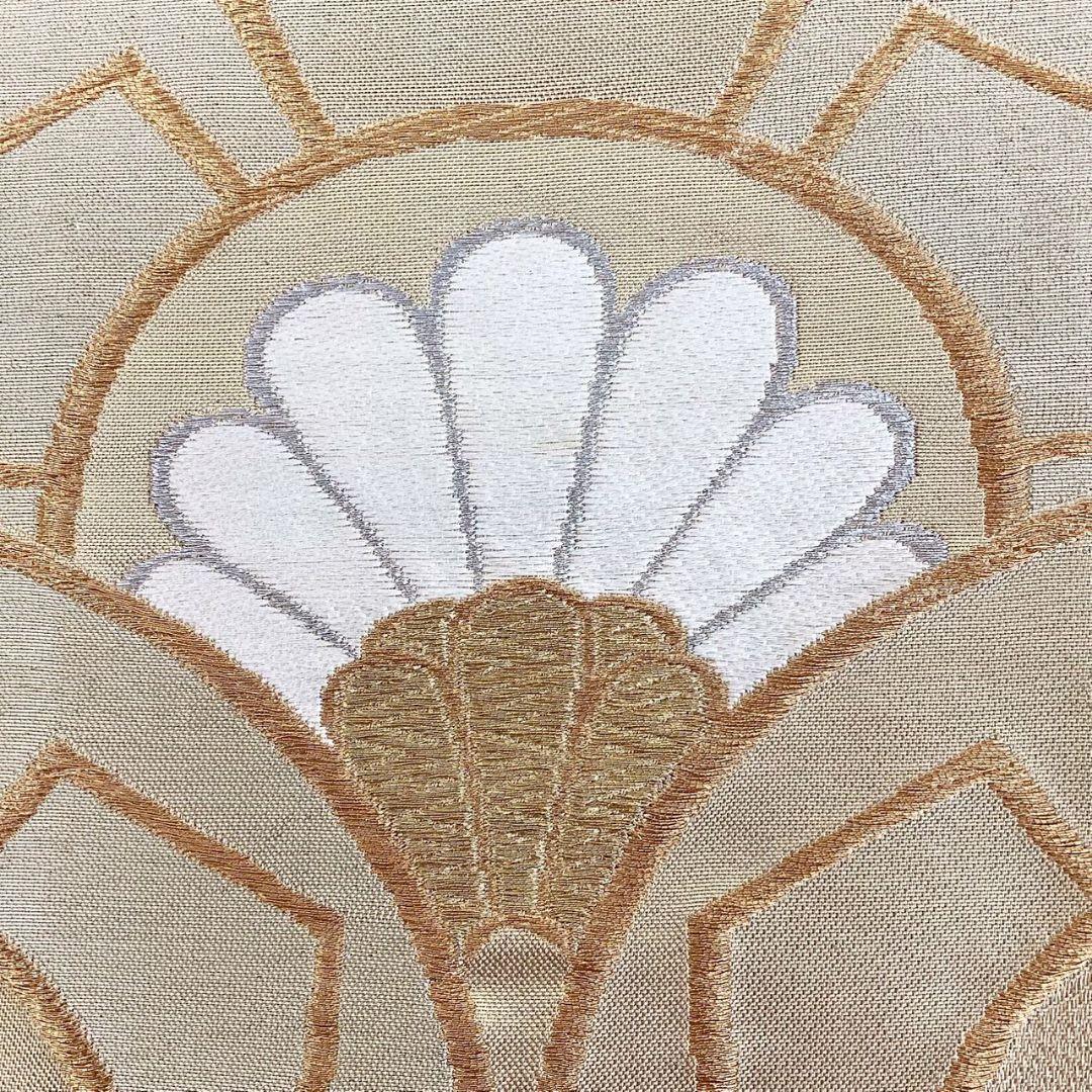 4753# Japanese Vintage Fukuro Obi Belt Kimono Fabric Silk Traditional Gold