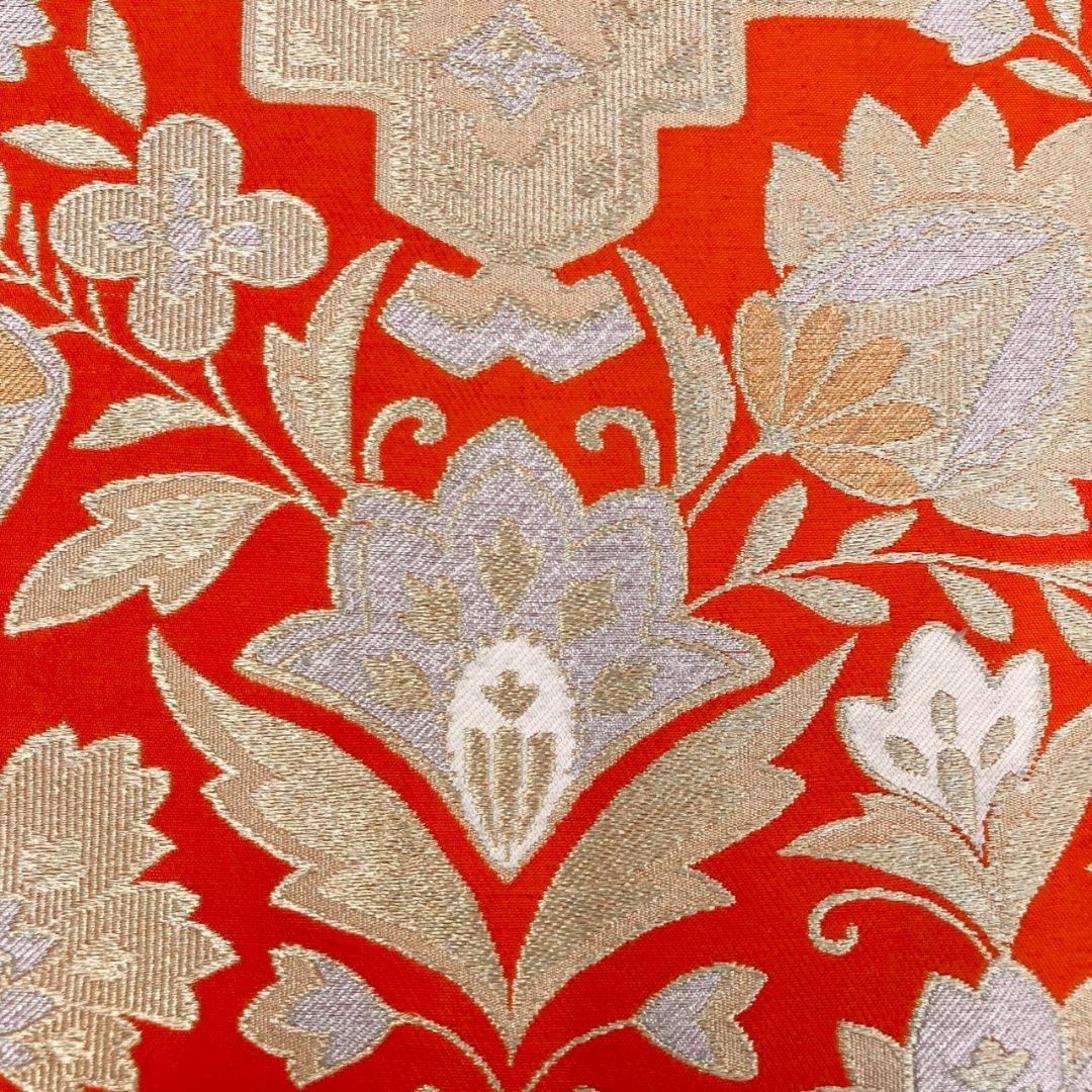 3589# Japanese Vintage Fukuro Obi Belt Kimono Fabric Silk Traditional Orange