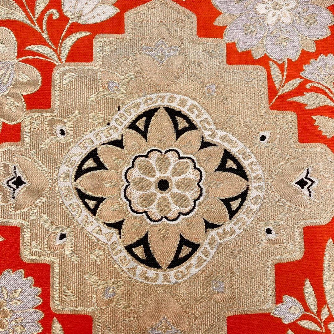 3589# Japanese Vintage Fukuro Obi Belt Kimono Fabric Silk Traditional Orange
