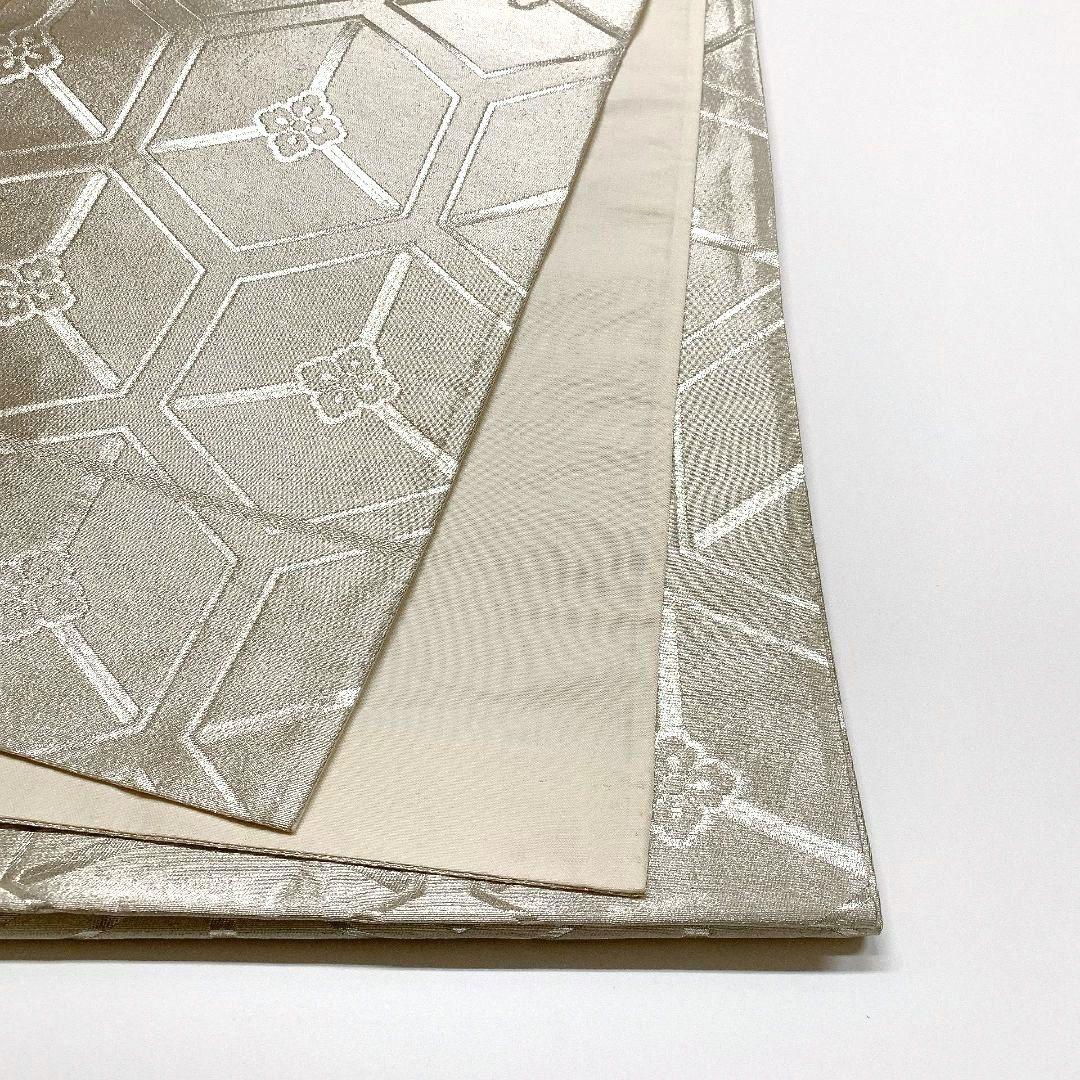 3804# Japanese Vintage Fukuro Obi Belt Kimono Fabric Silk Traditional Silver