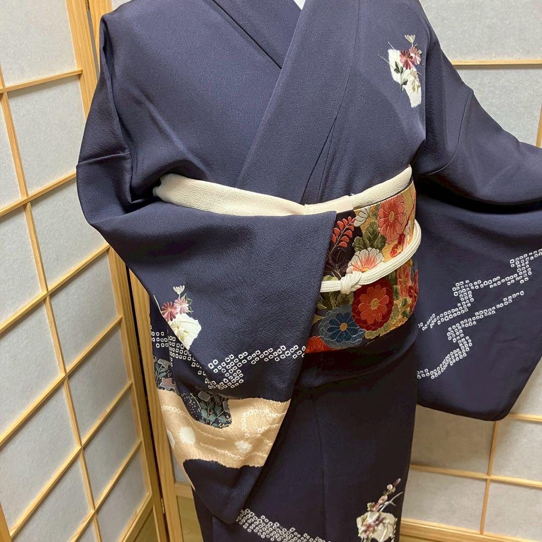 5481# Japanese Kimono Vintage Womens Silk Fabric Robe Kimono only sold Shibori