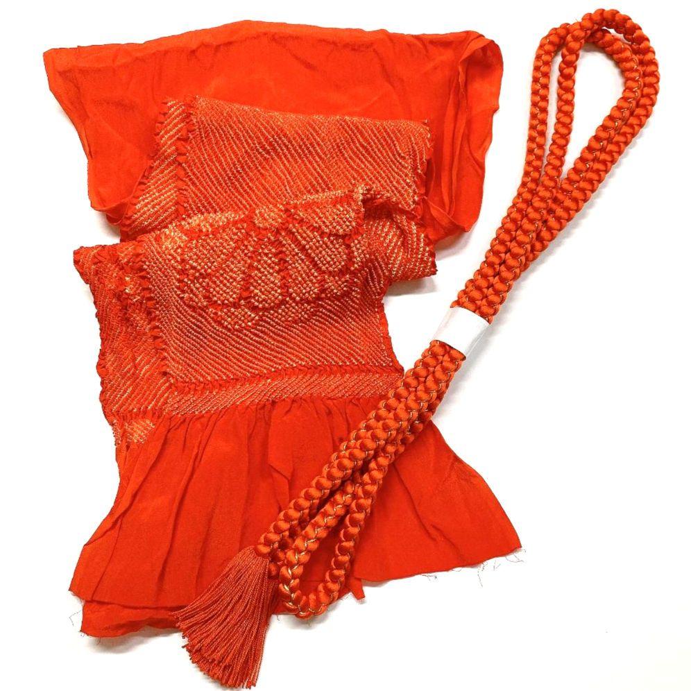 3381# Japanese Kimono Accessory Obiage and Obijime 2-piece Set Silk Shibori