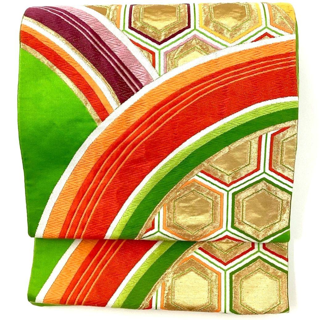 4695# Japanese Vintage Fukuro Obi Belt Kimono Fabric Silk Traditional Embroidery