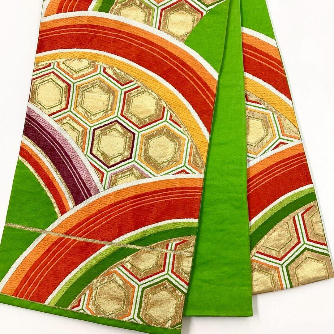4695# Japanese Vintage Fukuro Obi Belt Kimono Fabric Silk Traditional Embroidery