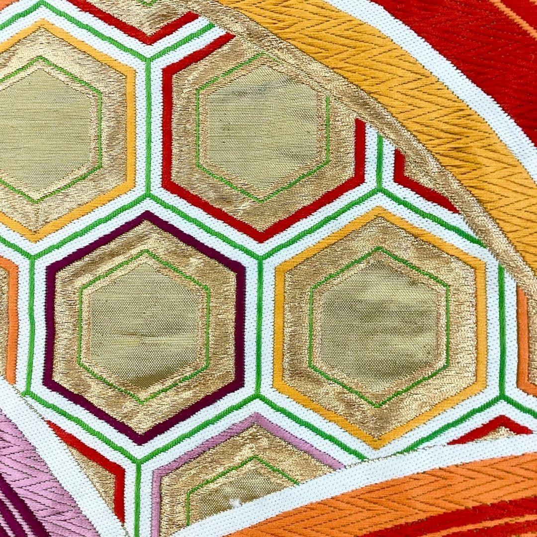 4695# Japanese Vintage Fukuro Obi Belt Kimono Fabric Silk Traditional Embroidery