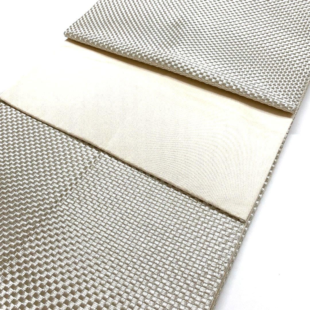 5048# Japanese Vintage Fukuro Obi Belt Kimono Fabric Silk Traditional Silver