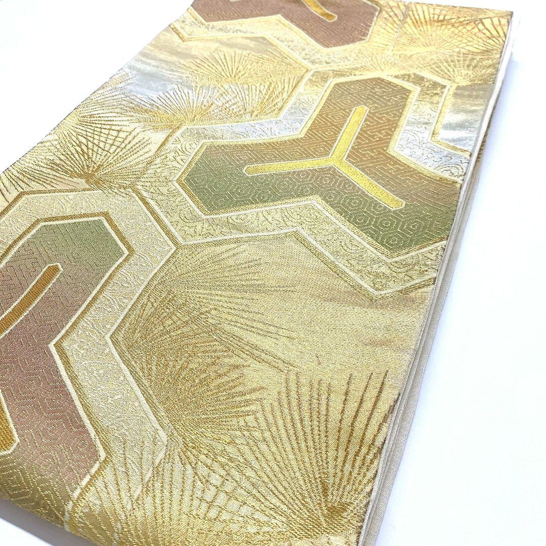 3749# Japanese Vintage Fukuro Obi Belt Kimono Fabric Silk Traditional Gold