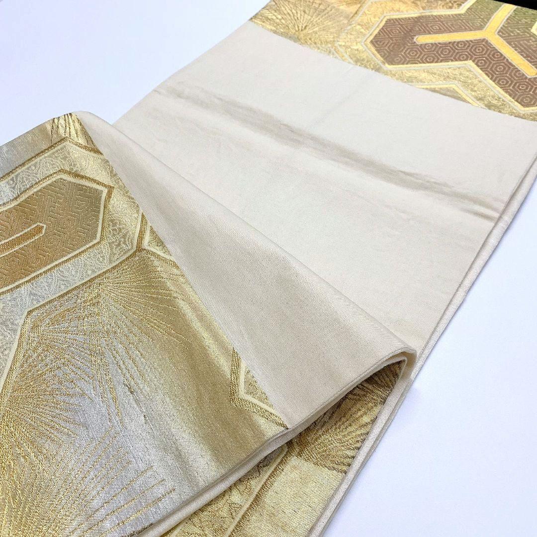 3749# Japanese Vintage Fukuro Obi Belt Kimono Fabric Silk Traditional Gold