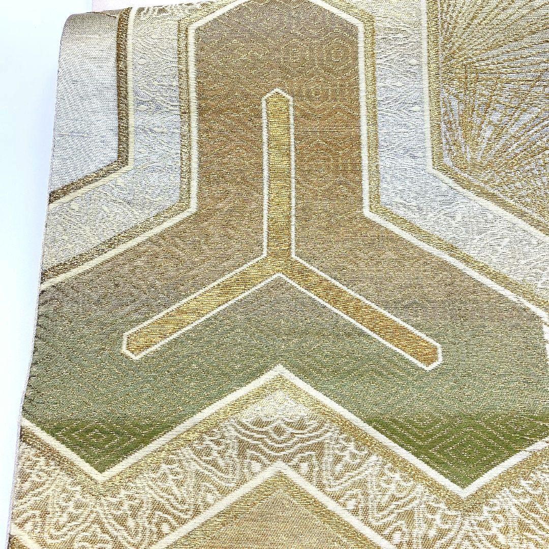 3749# Japanese Vintage Fukuro Obi Belt Kimono Fabric Silk Traditional Gold