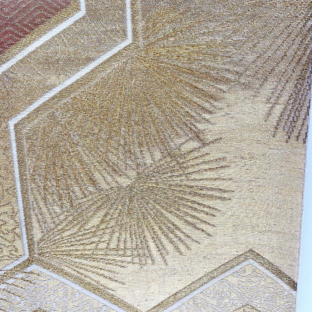 3749# Japanese Vintage Fukuro Obi Belt Kimono Fabric Silk Traditional Gold