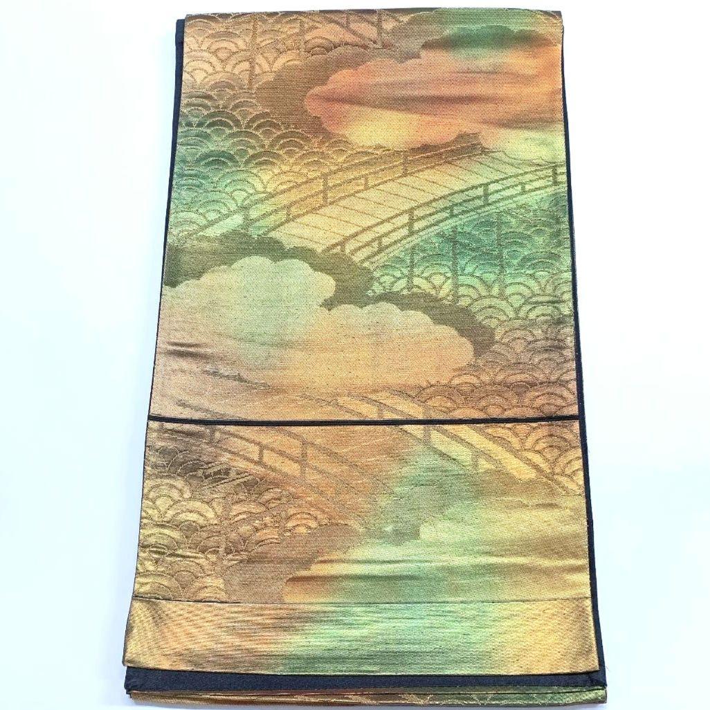 2191# Japanese Vintage Fukuro Obi Belt Kimono Fabric Silk Traditional