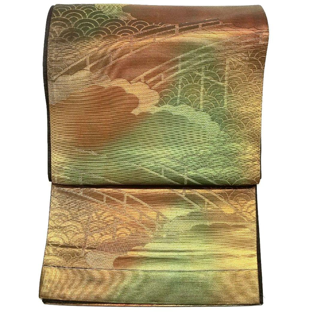 2191# Japanese Vintage Fukuro Obi Belt Kimono Fabric Silk Traditional
