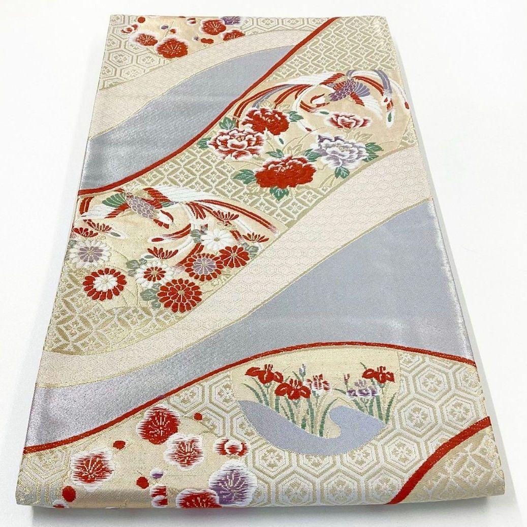 4955# Japanese Vintage Fukuro Obi Belt Kimono Fabric Silk Traditional