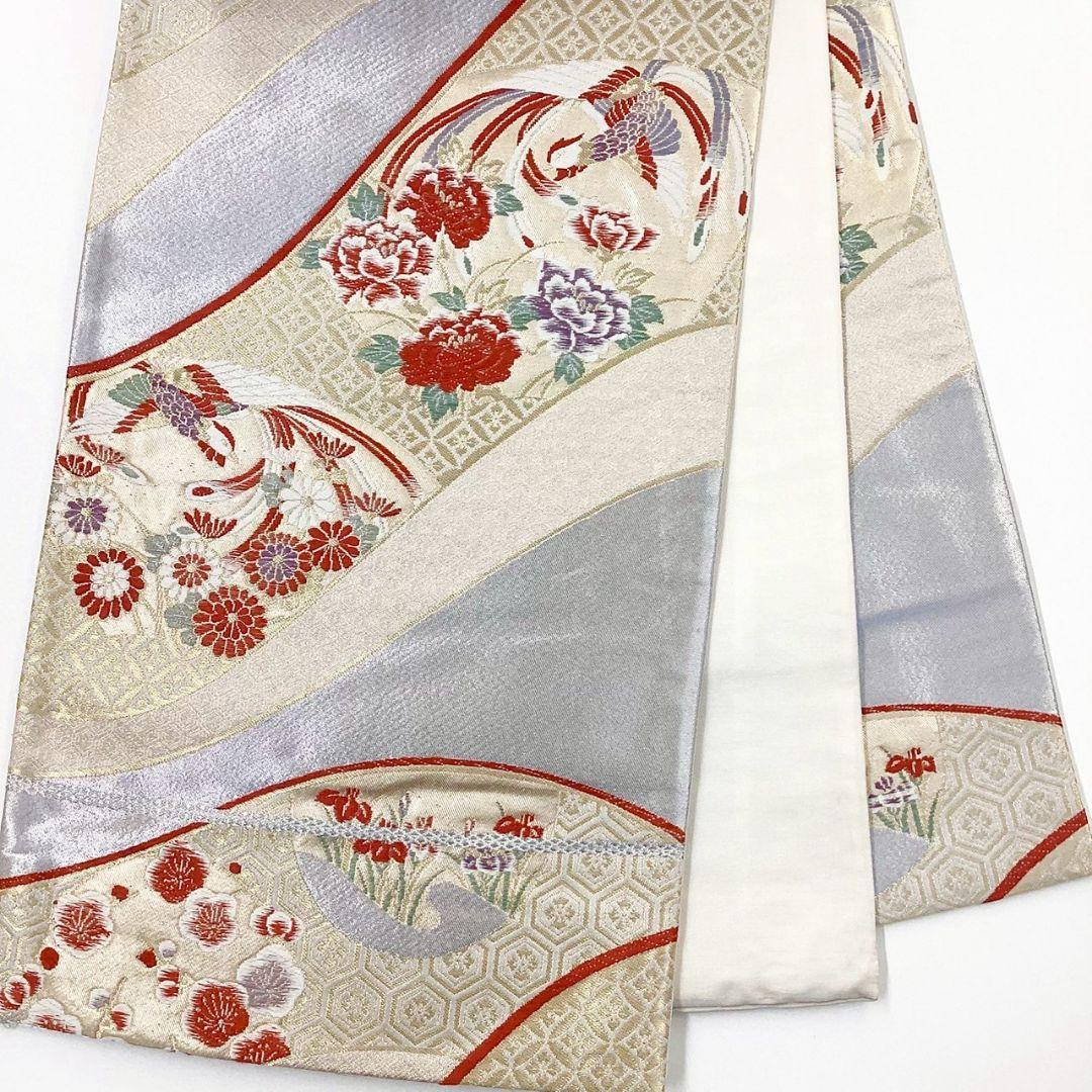 4955# Japanese Vintage Fukuro Obi Belt Kimono Fabric Silk Traditional