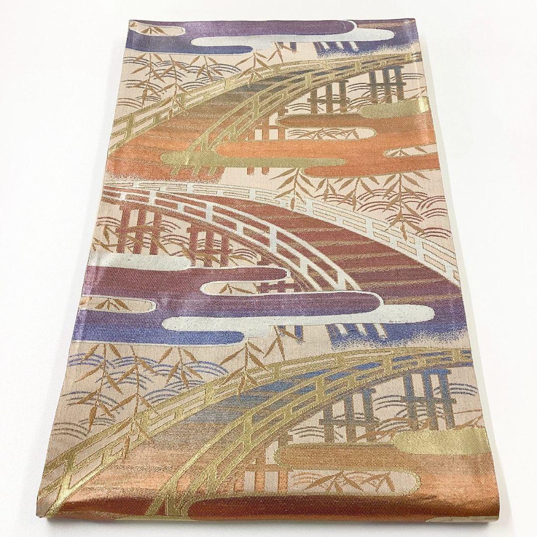 4938# Japanese Vintage Fukuro Obi Belt Kimono Fabric Silk Traditional