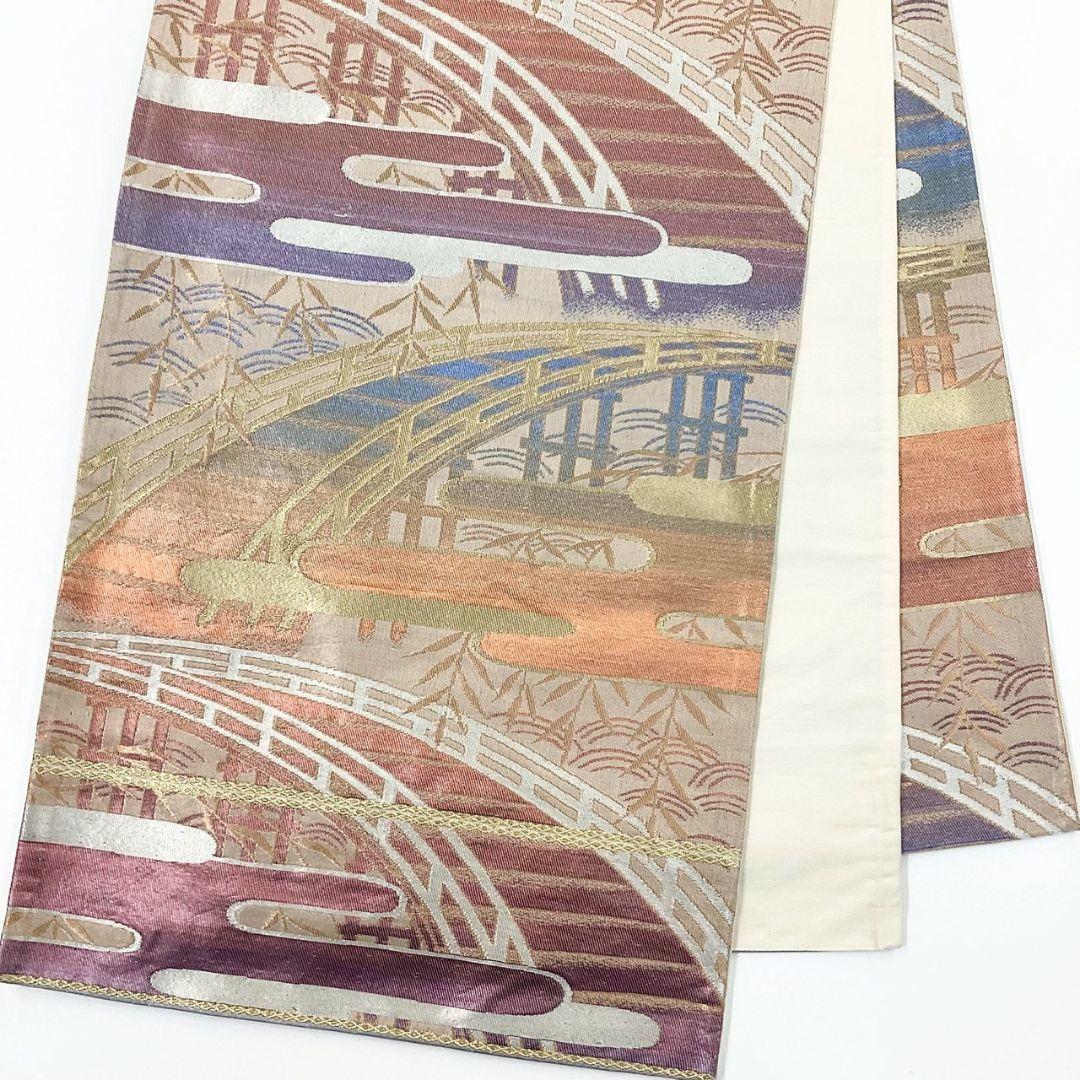 4938# Japanese Vintage Fukuro Obi Belt Kimono Fabric Silk Traditional