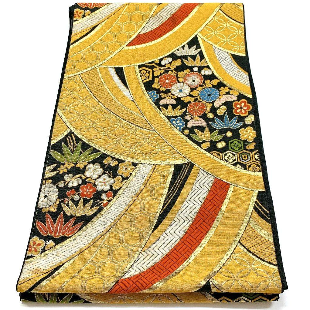 3301# Japanese Vintage Fukuro Obi Belt Kimono Fabric Silk Traditional Untailored