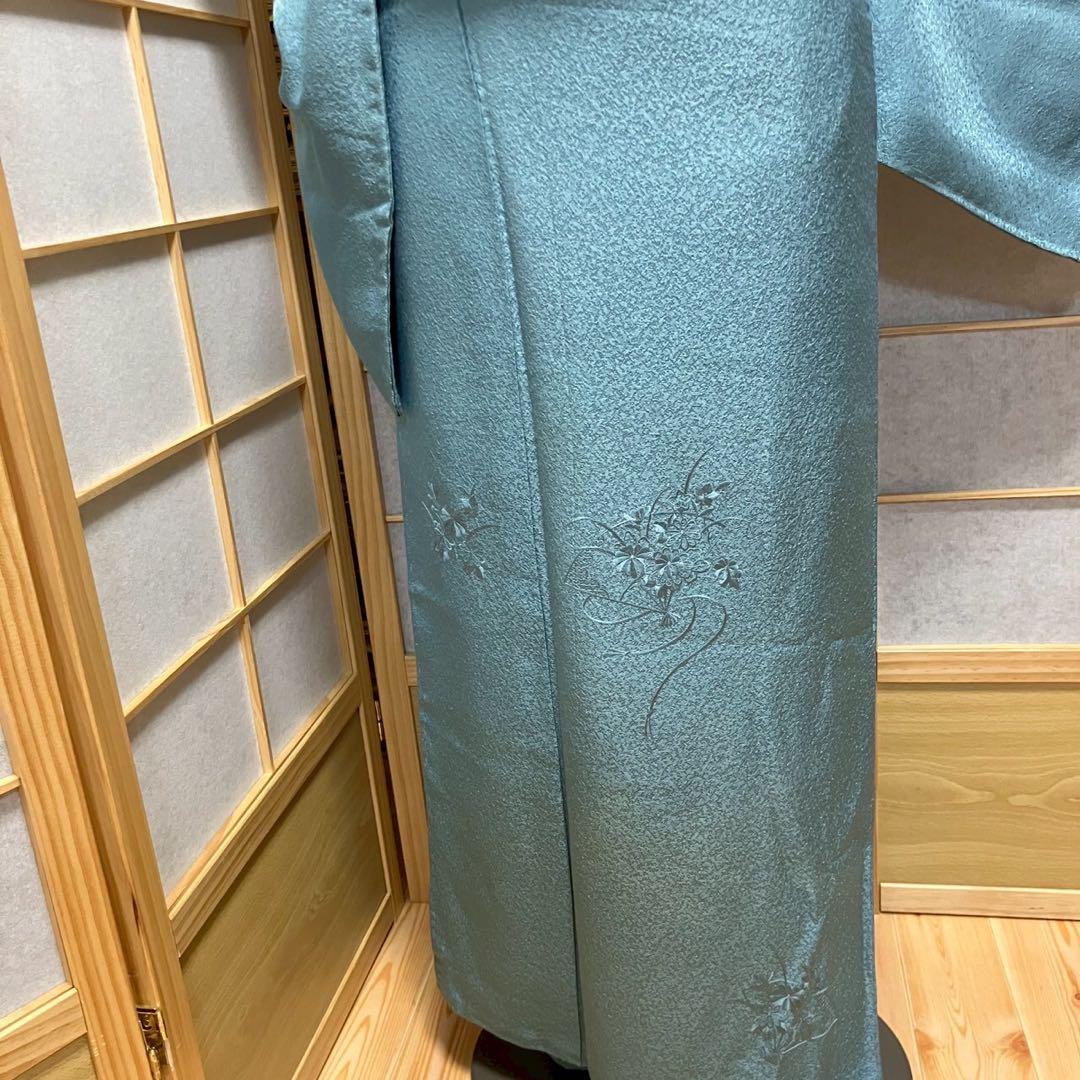 5485# Japanese Kimono Vintage Womens Silk Fabric Robe Kimono only sold Blue