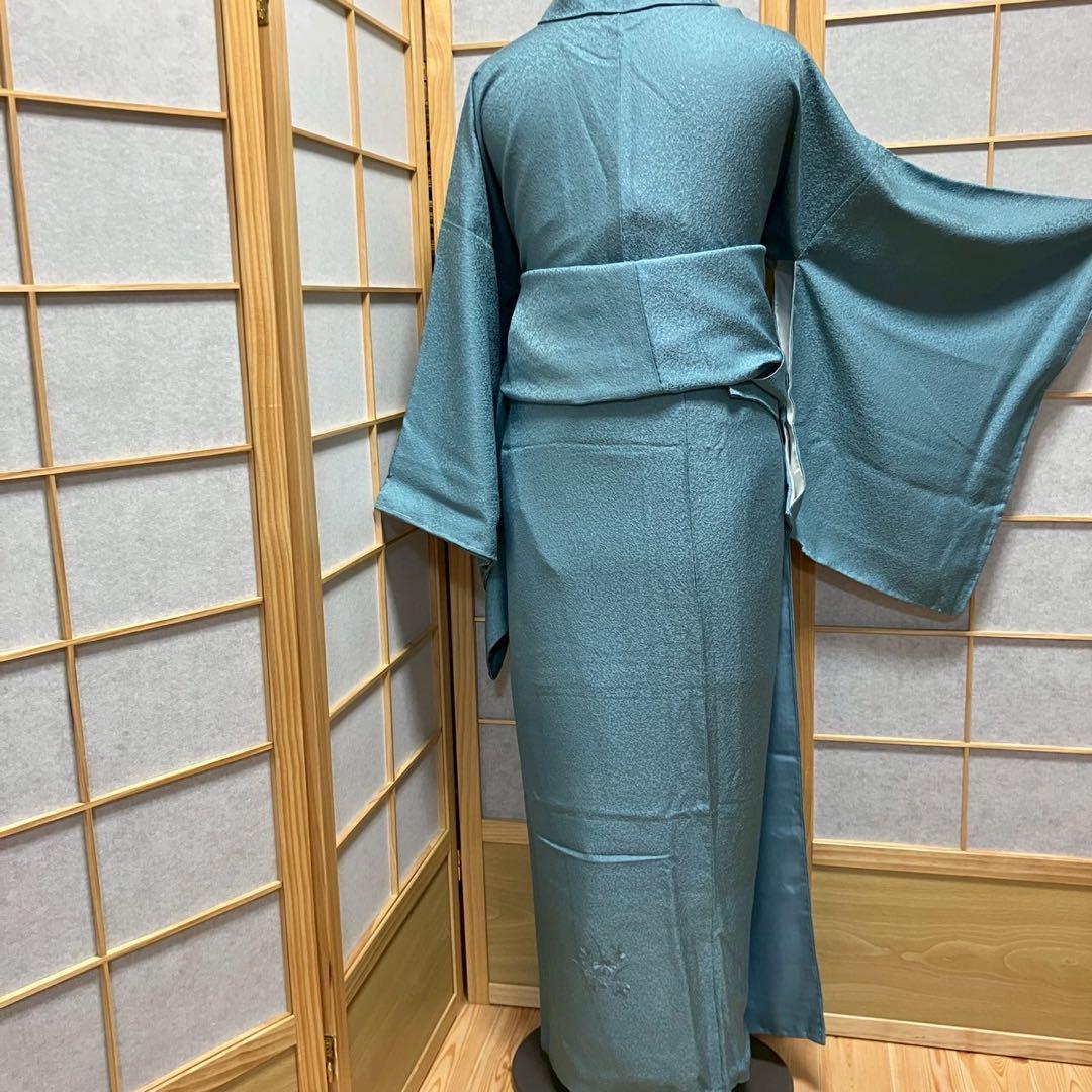 5485# Japanese Kimono Vintage Womens Silk Fabric Robe Kimono only sold Blue