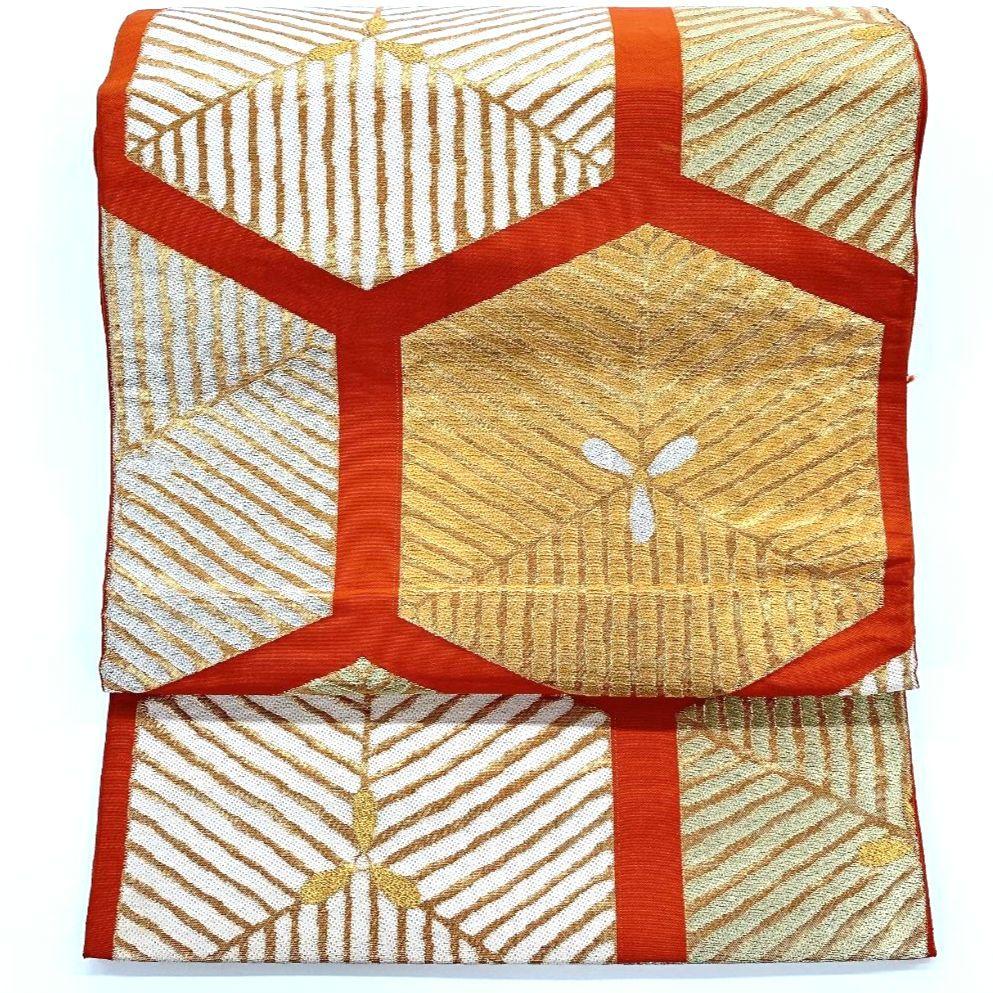 2185# Japanese Vintage Fukuro Obi Belt Kimono Fabric Silk Traditional