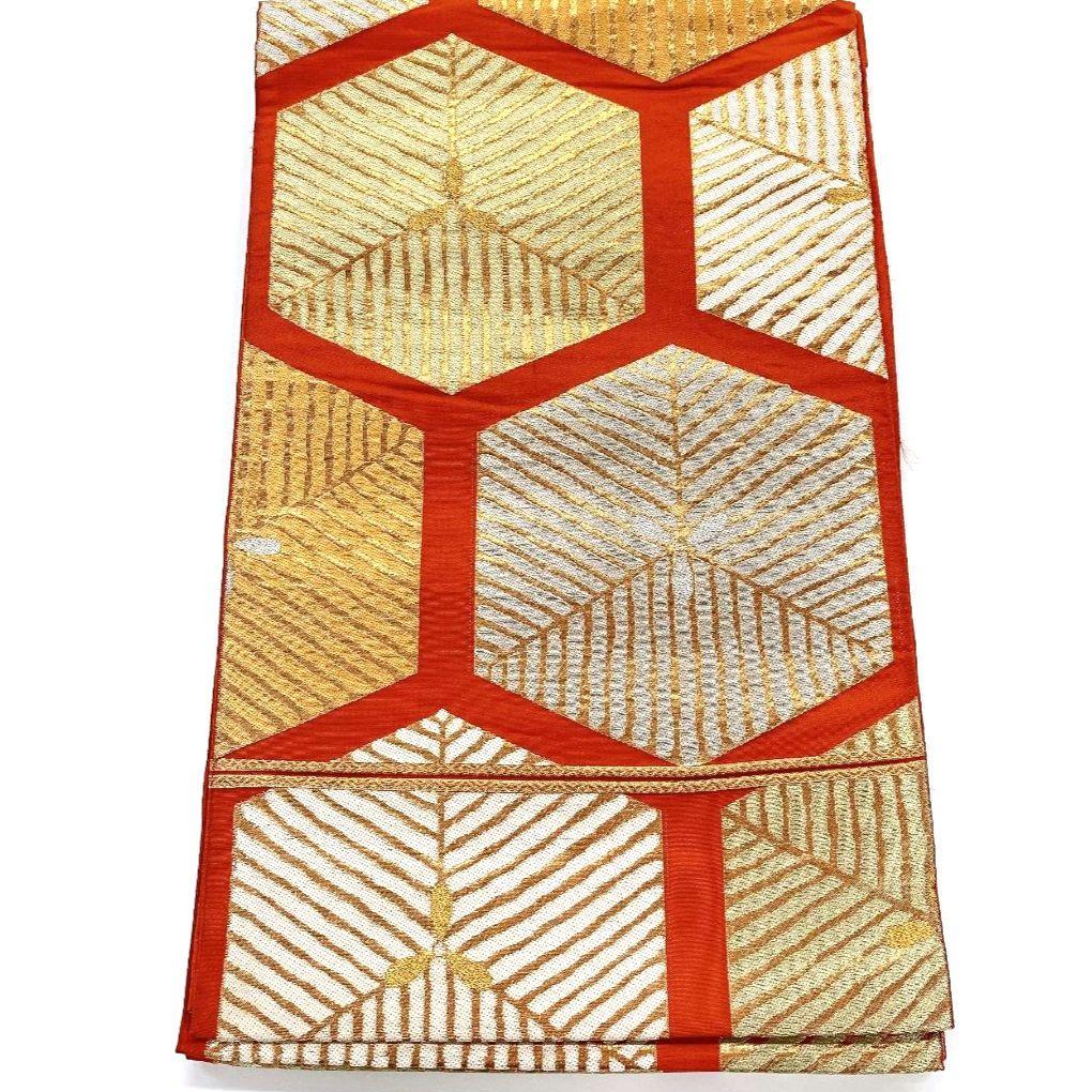 2185# Japanese Vintage Fukuro Obi Belt Kimono Fabric Silk Traditional