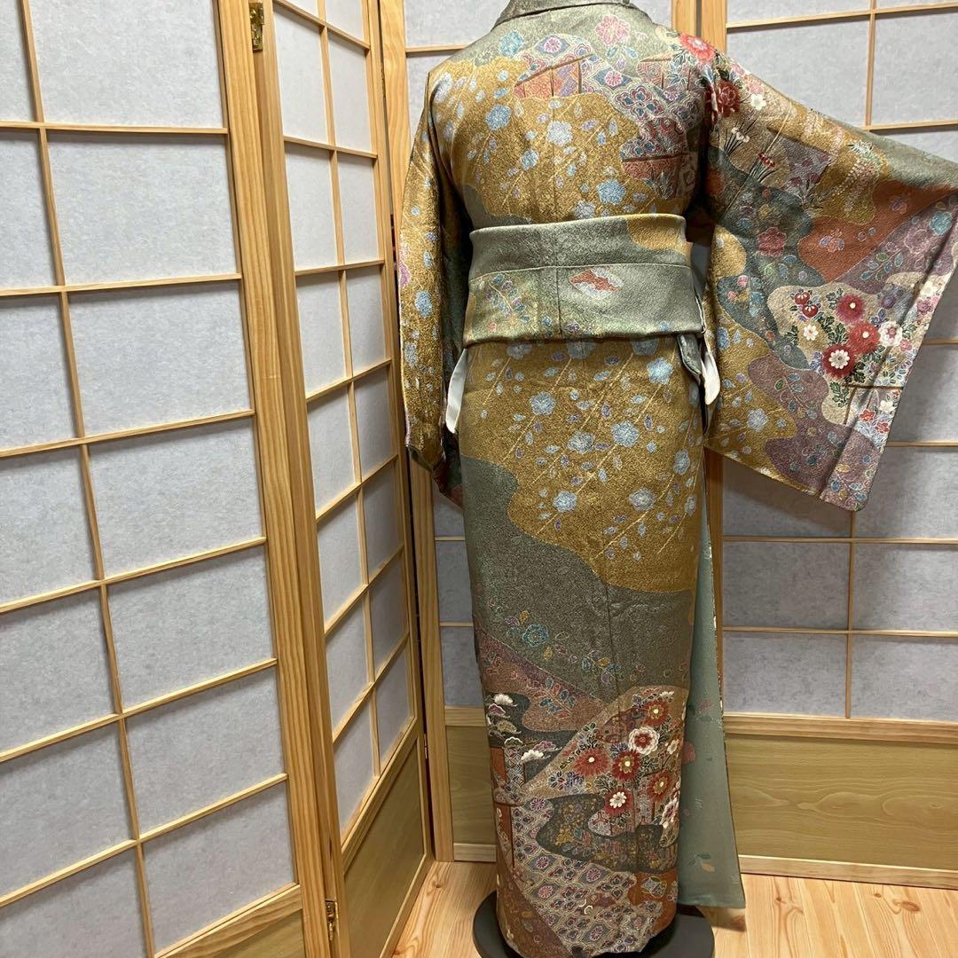 8086# Japanese Kimono Vintage Womens Silk Fabric Robe Kimono only sold