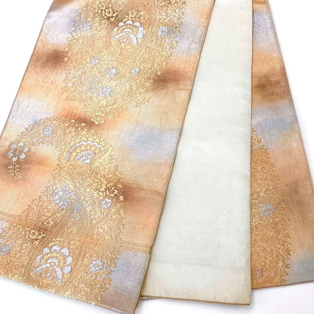 3638# Japanese Vintage Fukuro Obi Belt Kimono Fabric Silk Traditional Gold