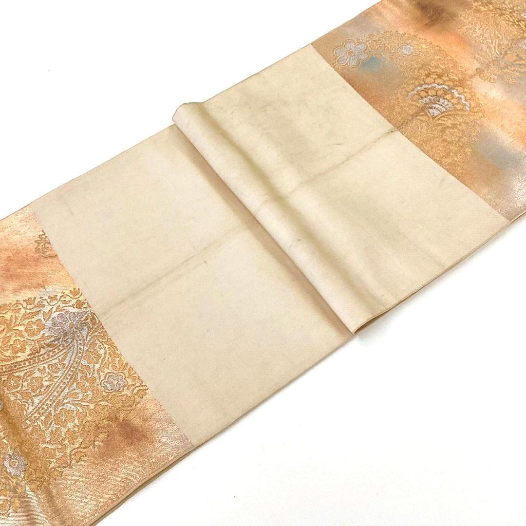 3638# Japanese Vintage Fukuro Obi Belt Kimono Fabric Silk Traditional Gold