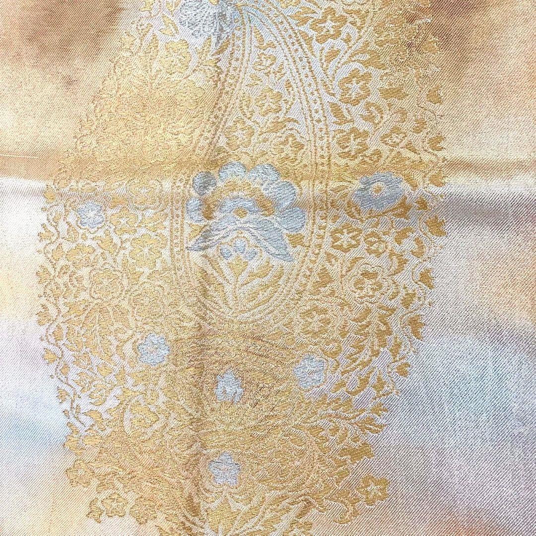3638# Japanese Vintage Fukuro Obi Belt Kimono Fabric Silk Traditional Gold