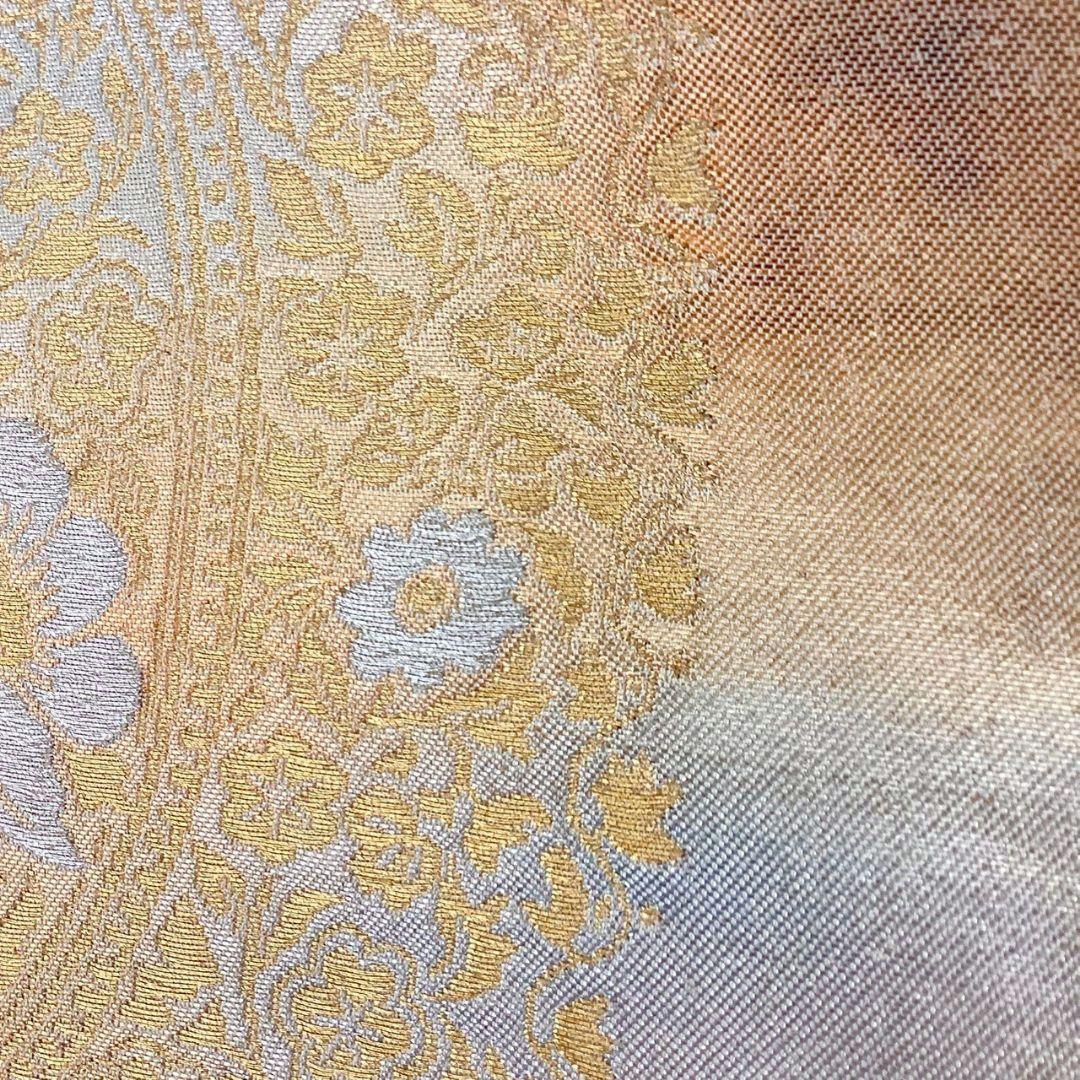 3638# Japanese Vintage Fukuro Obi Belt Kimono Fabric Silk Traditional Gold