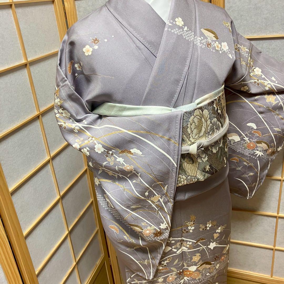 4408# Japanese Kimono Vintage Womens Silk Fabric Robe Kimono only sold Unused