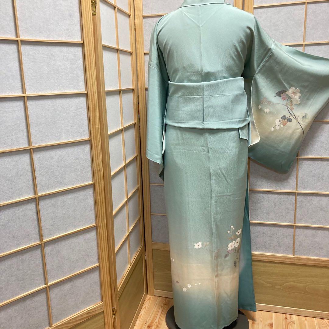 3123# Japanese Kimono Vintage Womens Silk Fabric Robe Kimono only sold Unused