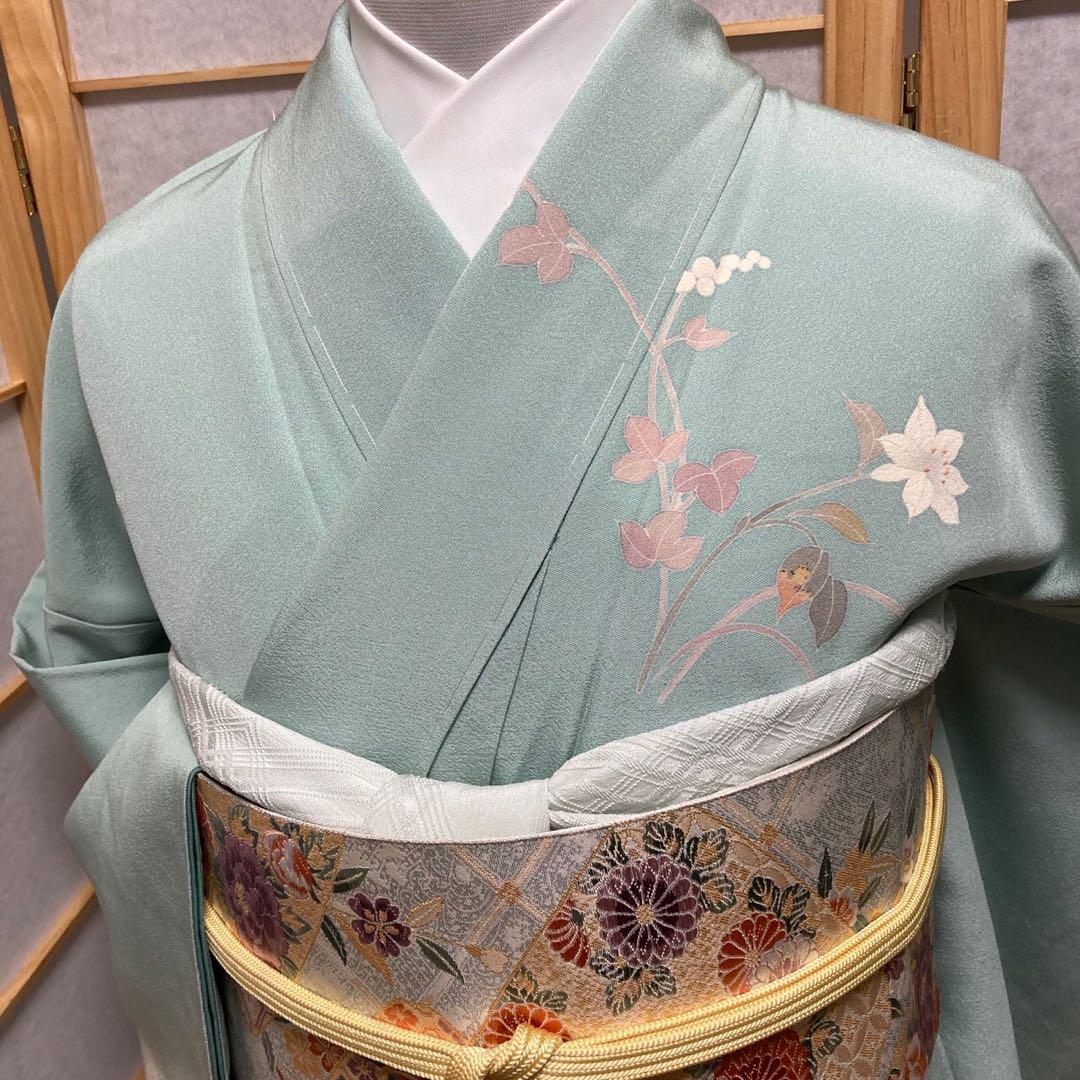 3123# Japanese Kimono Vintage Womens Silk Fabric Robe Kimono only sold Unused